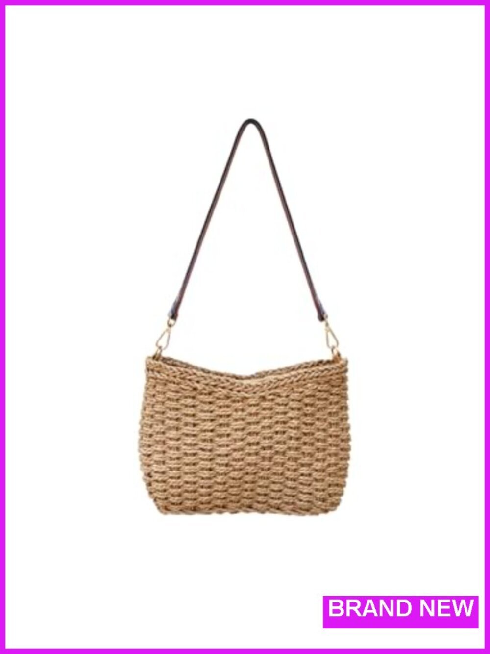 Hand Woven Straw Bag Mini Summer Beach Purse Vacation Shoulder Handbag